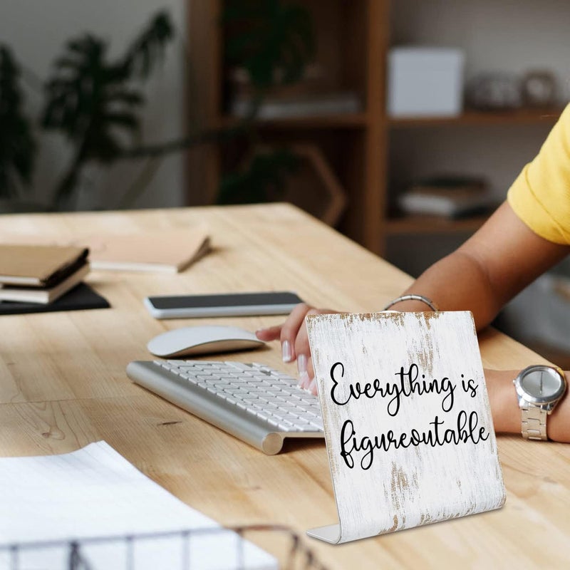 TRCENDE Everything is Figureoutable Sign, Inspirational Gift for Woman, Men, Workers, Friends,Motivational Desk Sign Decorations for Home Office Desk Bar Cubicle Table Shelf Plaque Sign Decor dksg15 - Image 2